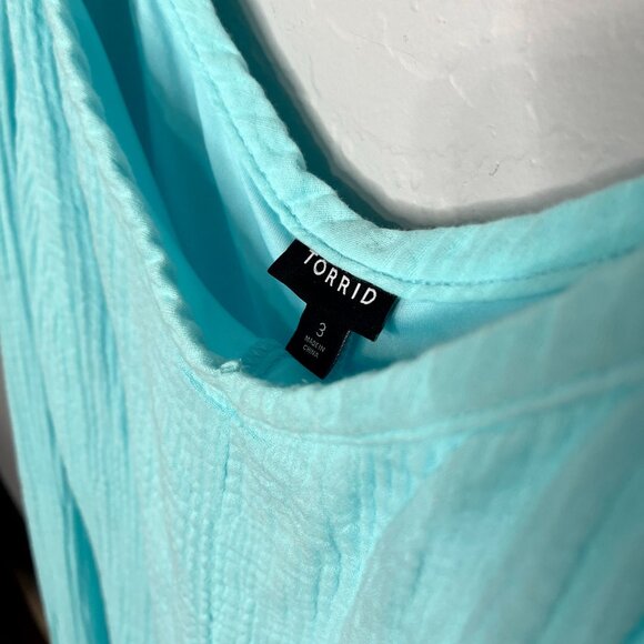 Torrid Blue Mini Challis Trapeze Sleeveless Pocketed Dress 3 3X 22/24 - Picture 6 of 7